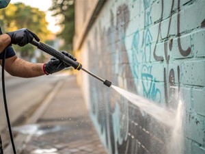 Han graffiteado la pared de nuestro edificio. ¿Cómo puedo limpiarlo?